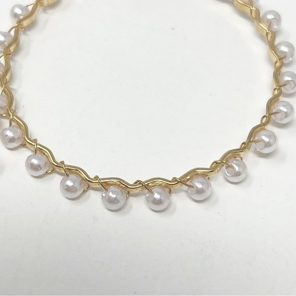 Hoop Pearl Earrings Freshwater Baroque Pearl Vintage Style - Picture 5 of 10